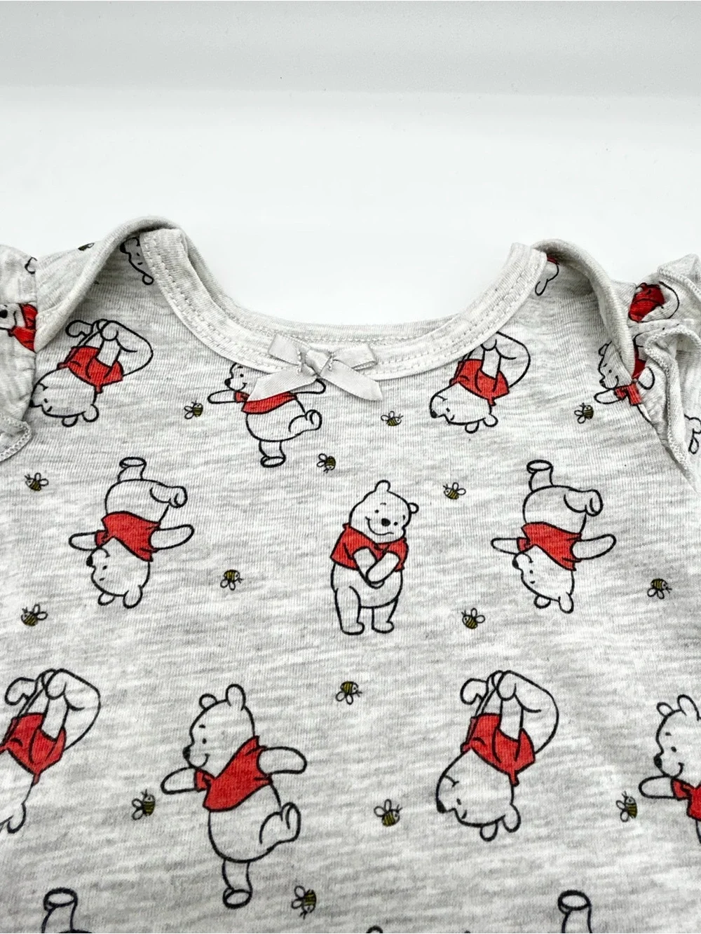 Disney Baby Gray Long-Sleeve One-Piece with Winnie the Pooh Character Size 0/3 M